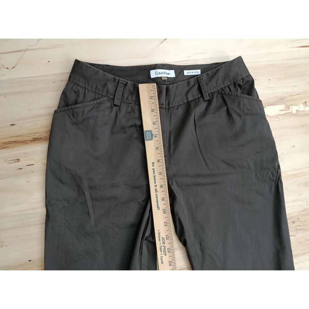 Calvin Klein Women Pants Size 2 Olive Army Green Stretch Mid Rise Casual Trouser - Picture 9 of 13